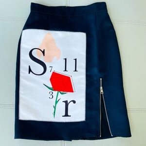 Au Jour Le Jour 🌹 designer | fashion RICH NAVY statement midi skirt in EU 42